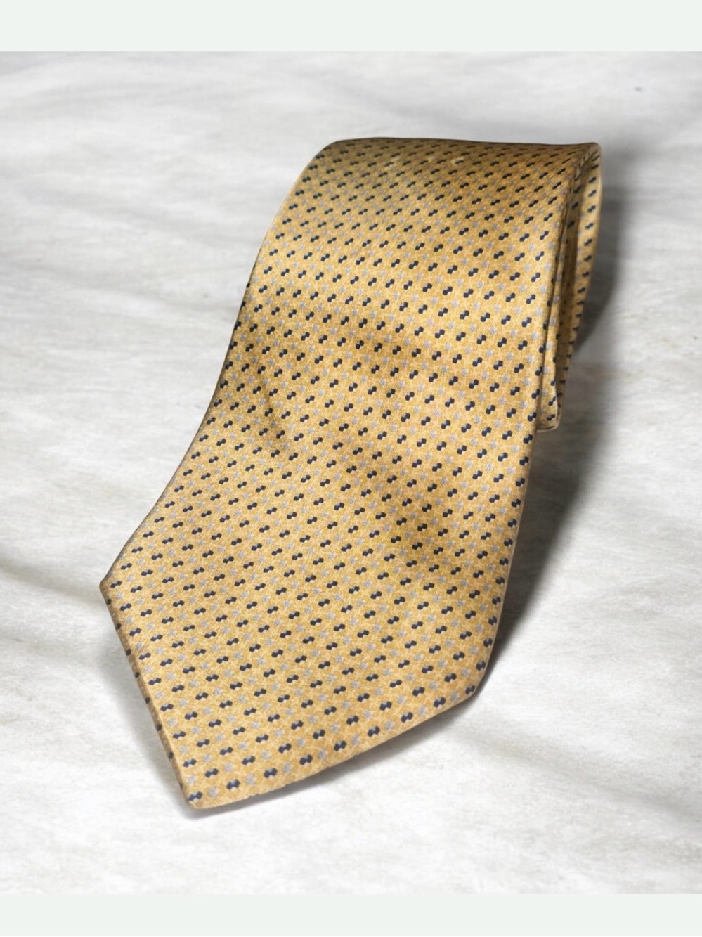 LOUIS FERAUD Micro Geometric Yellow SILK MEN’s NECK TIE